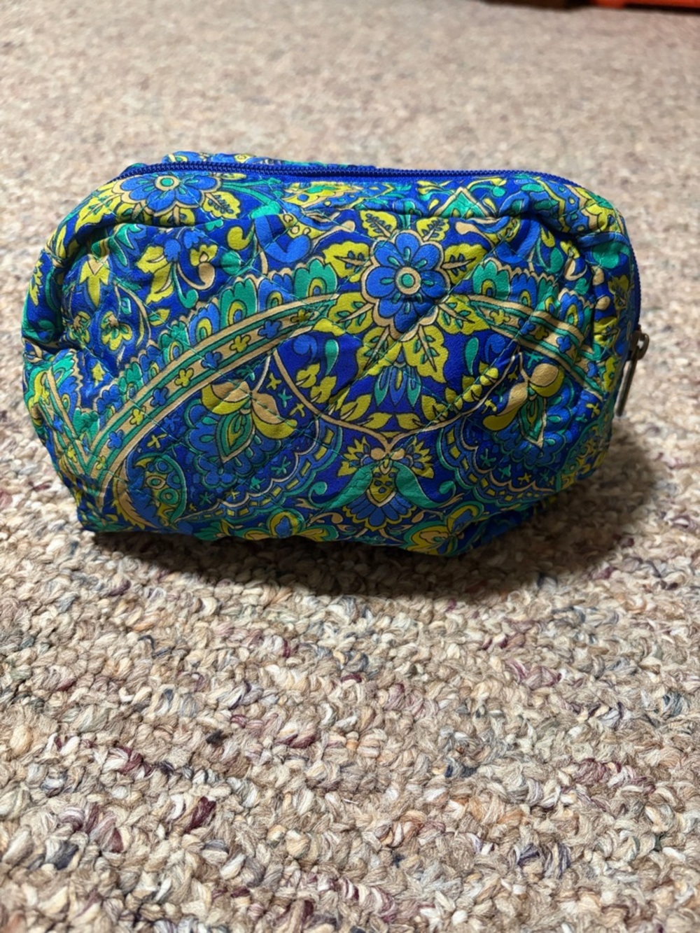 Karma Highway Quilted Floral Blue and Green Cosmetic Pouch